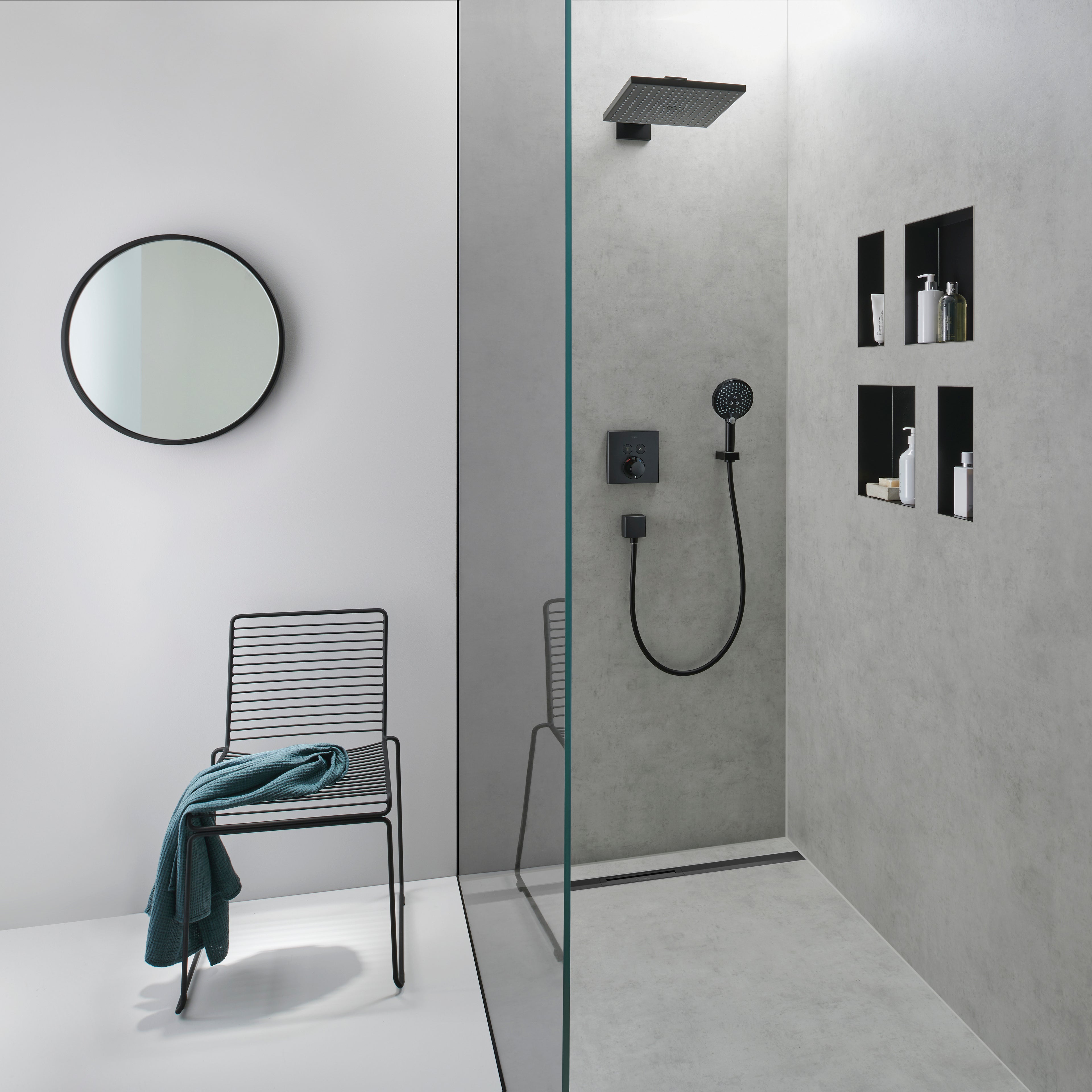 HANSGROHE 56073670 XtraStoris Minimalistic Wall Niche with Open Frame 12"x 12"x 4" - Matte Black
