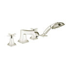 HANSGROHE 31449831 Metropol Classic 4-Hole Roman Tub Set Trim with Cross Handles and 1.8 GPM Handshower - Polished Nickel