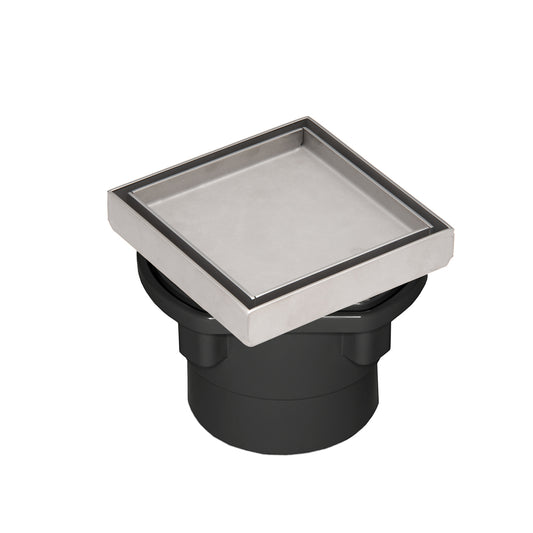 INFINITY DRAIN TD 4-2A PS TD 4 4” x 4” Tile Drain Strainer in Polished Stainless with ABS Drain Body, 2" Outlet