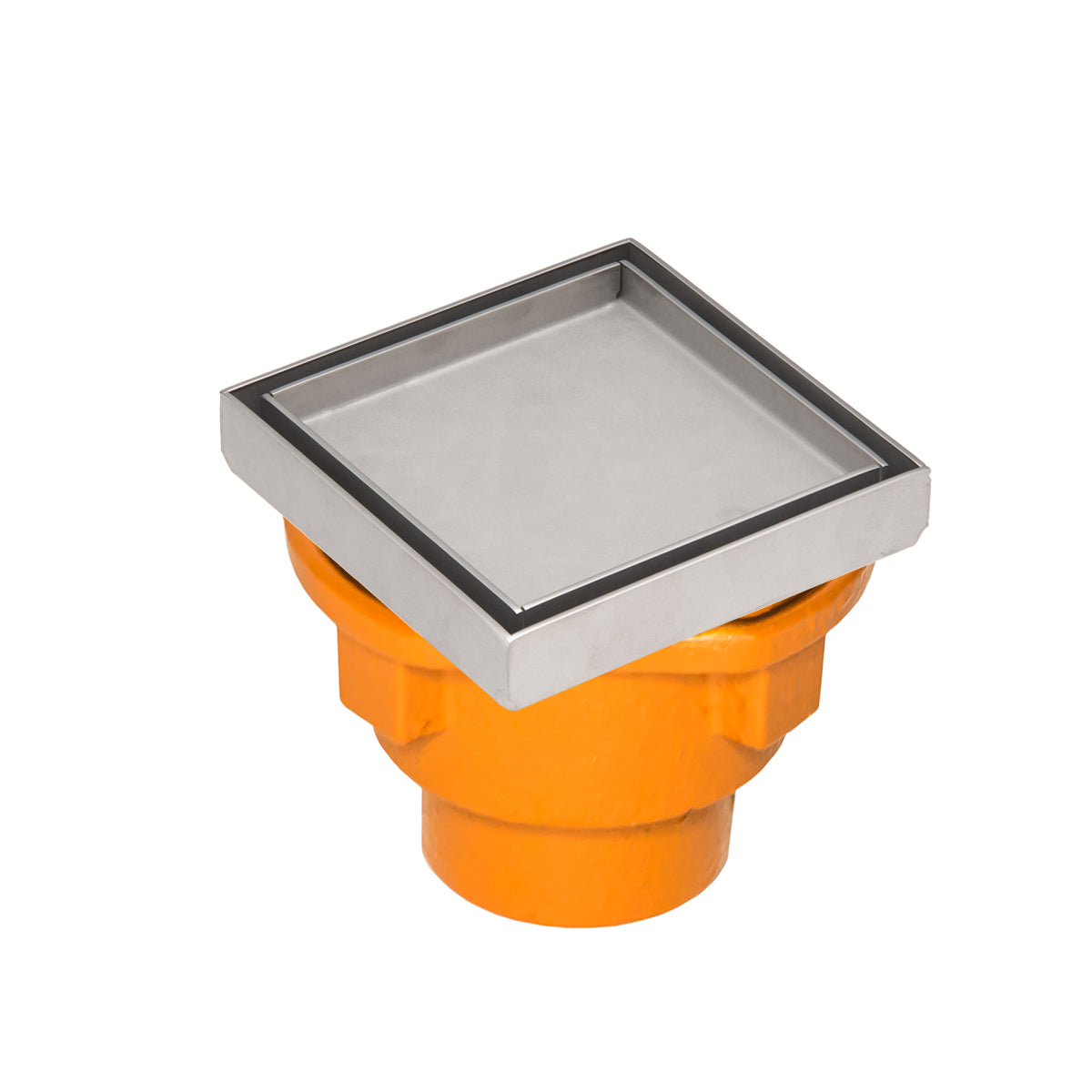 INFINITY DRAIN TD 4-2H PS TD 4 4” x 4” Tile Drain Strainer in Polished Stainless with Cast Iron Drain Body for Hot Mop, 2" Outlet