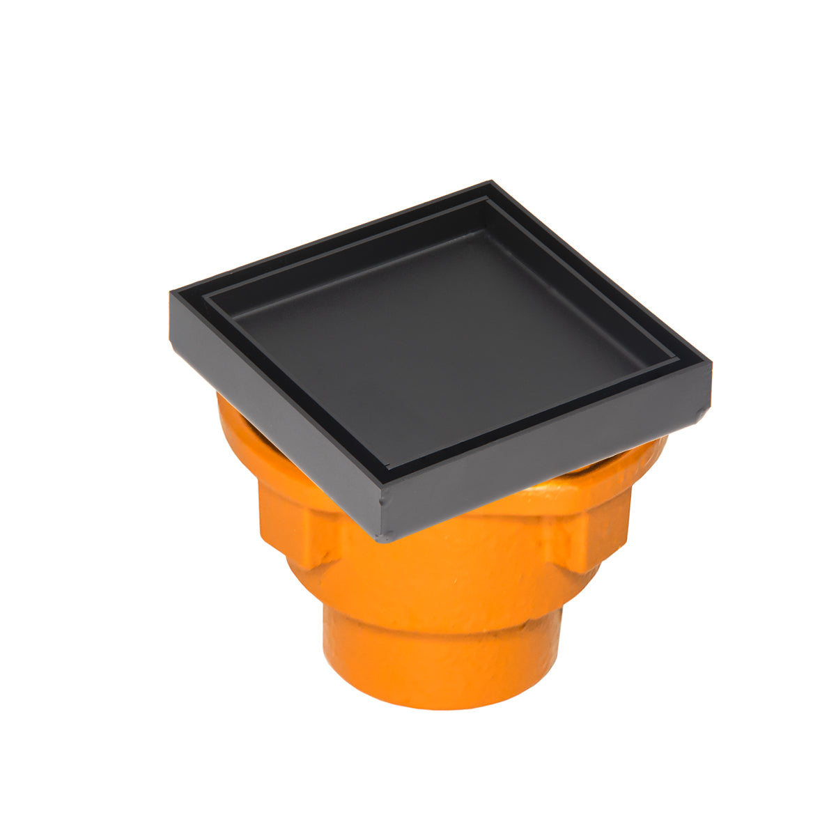 INFINITY DRAIN TD 4-2I BK TD 4 4” x 4” Tile Drain Strainer in Matte Black with Cast Iron Drain Body, 2" Outlet