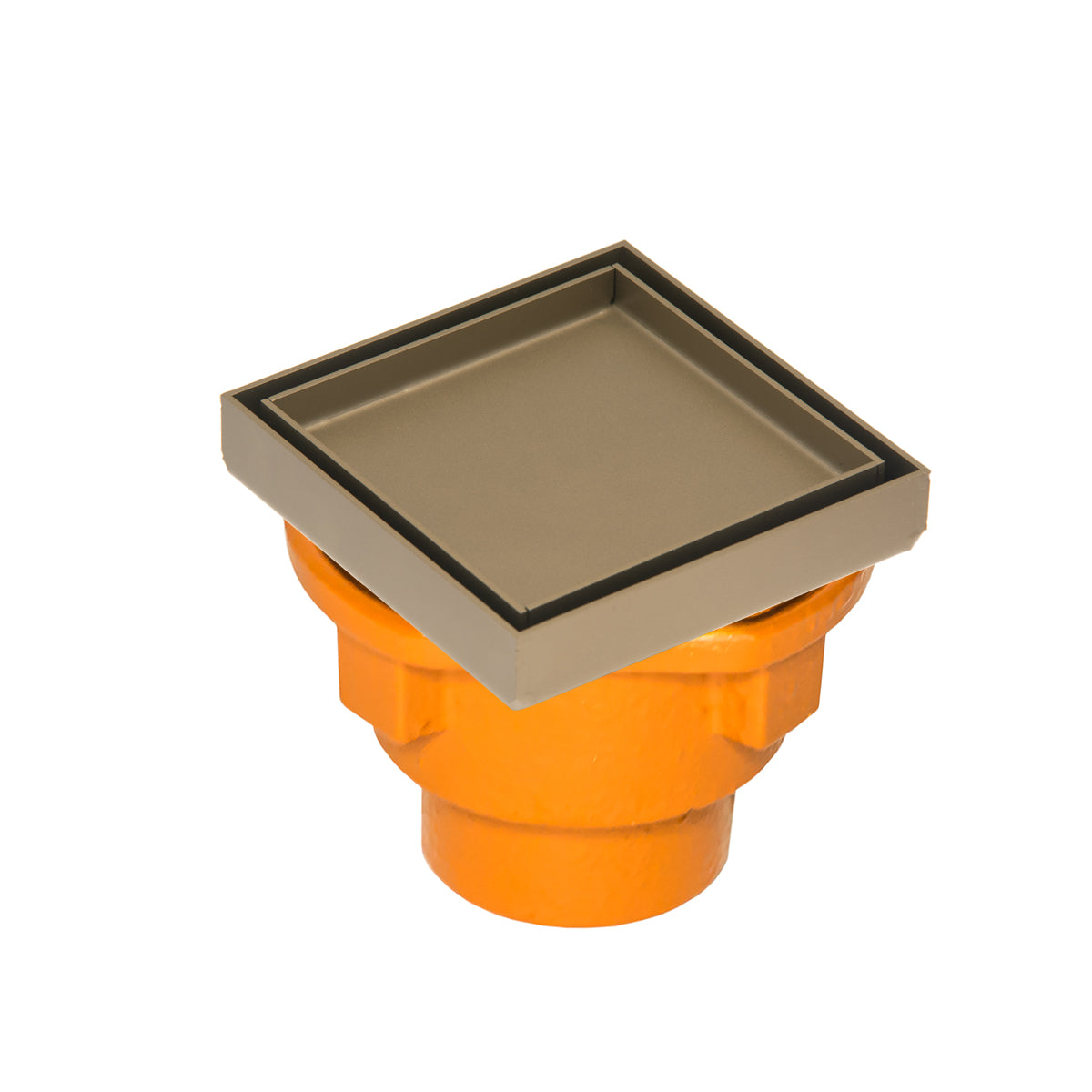 INFINITY DRAIN TD 4-2I SB TD 4 4” x 4” Tile Drain Strainer in Satin Bronze with Cast Iron Drain Body, 2" Outlet