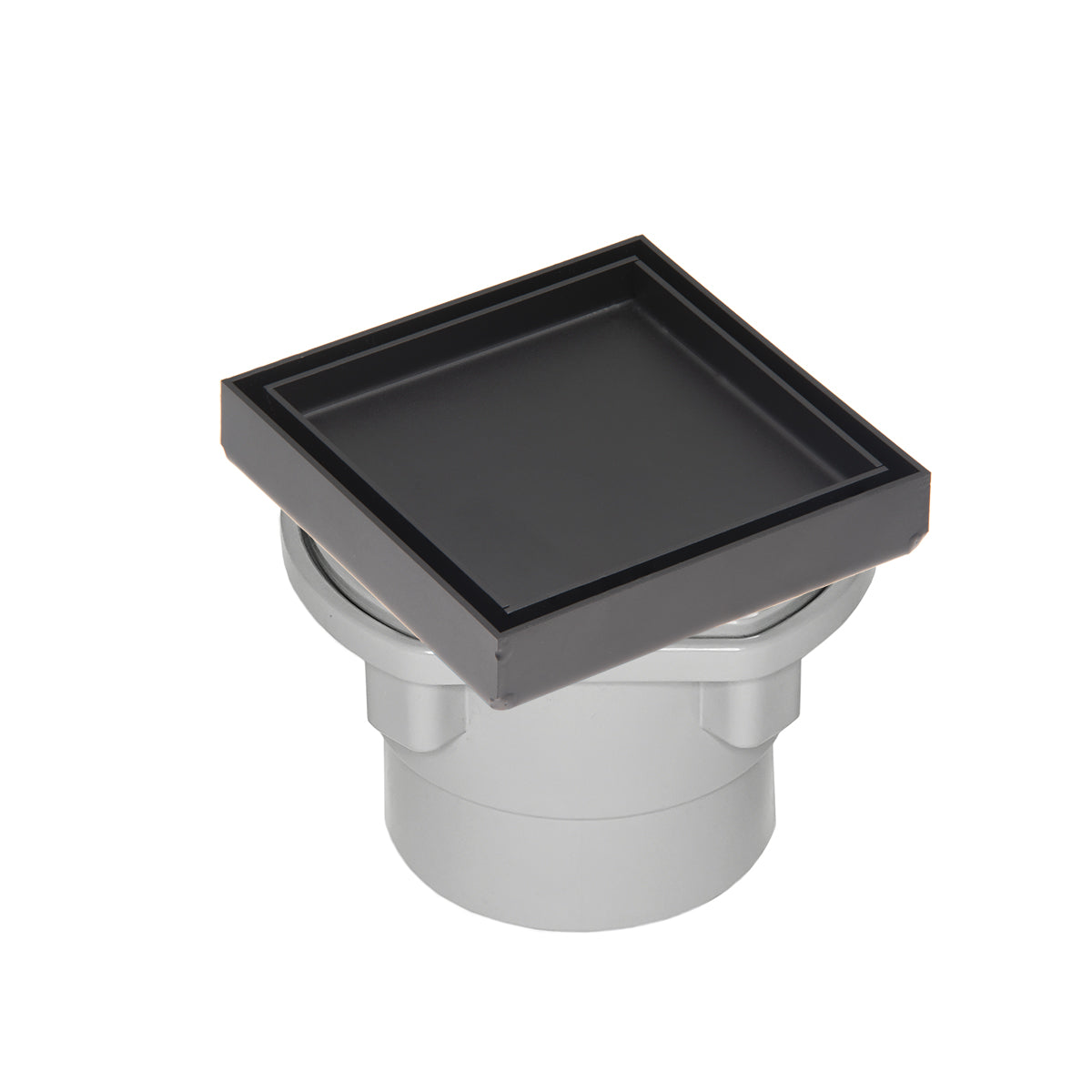 INFINITY DRAIN TD 4-2P BK TD 4 4” x 4” Tile Drain Strainer in Matte Black with PVC Drain Body, 2" Outlet