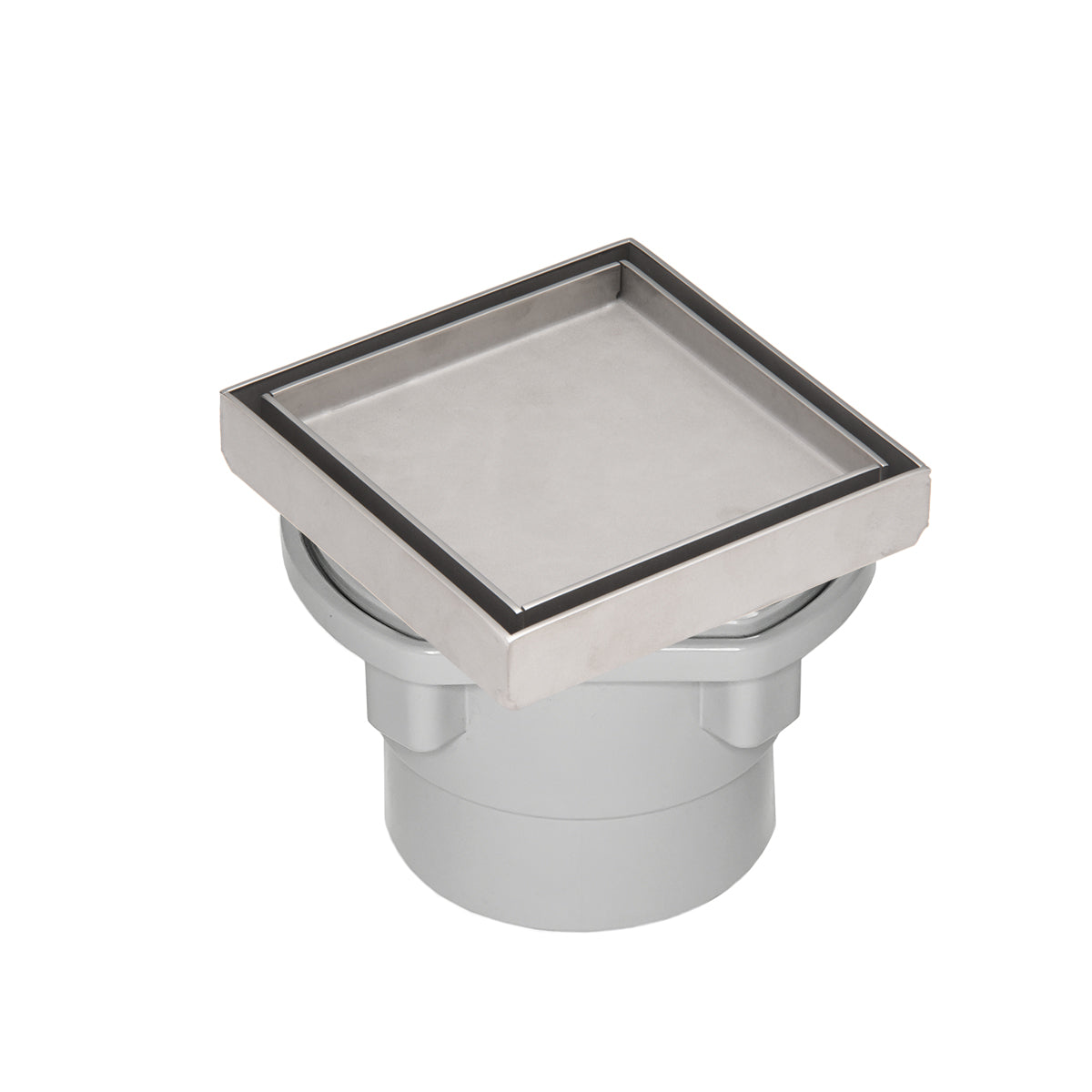 INFINITY DRAIN TD 4-2P PS TD 4 4” x 4” Tile Drain Strainer in Polished Stainless with PVC Drain Body, 2" Outlet