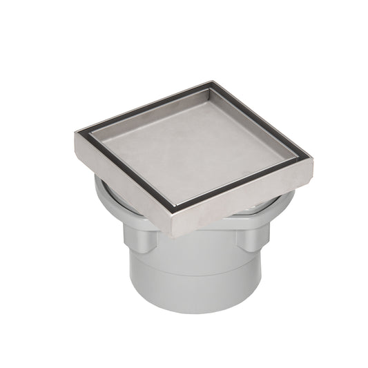 INFINITY DRAIN TD 4-2P PS TD 4 4” x 4” Tile Drain Strainer in Polished Stainless with PVC Drain Body, 2" Outlet
