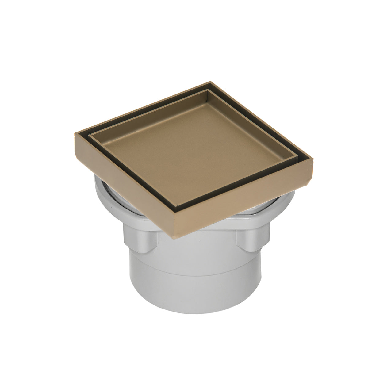 INFINITY DRAIN TD 4-2P SB TD 4 4” x 4” Tile Drain Strainer in Satin Bronze with PVC Drain Body, 2" Outlet