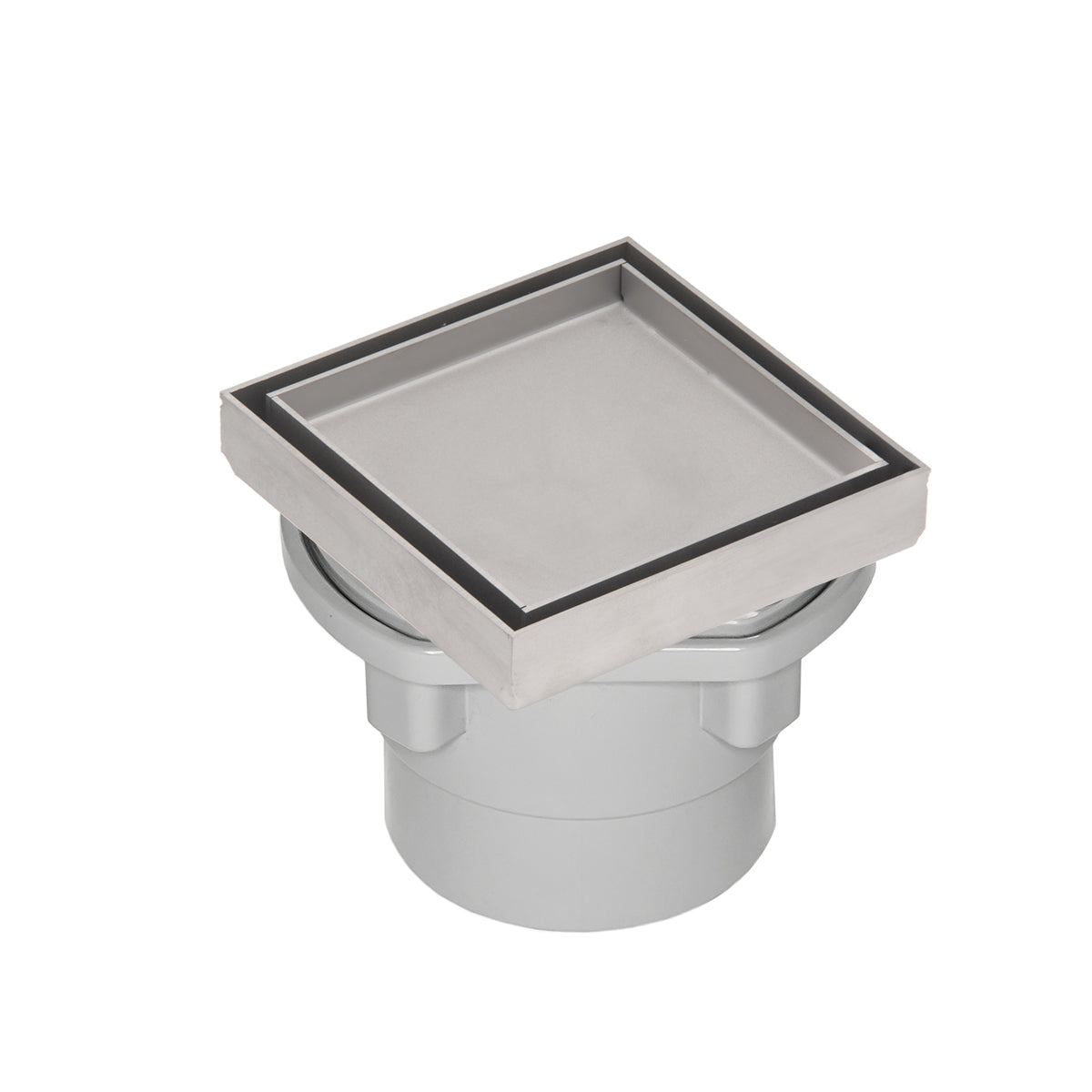 INFINITY DRAIN TD 4-2P SS TD 4 4” x 4” Tile Drain Strainer in Satin Stainless with PVC Drain Body, 2" Outlet