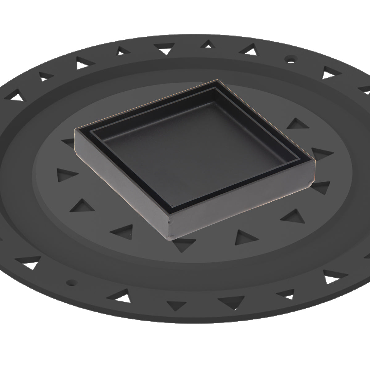 INFINITY DRAIN TDB 4-A BK TD 4 4” x 4” Tile Drain Strainer in Matte Black with ABS Bonded Flange Drain Body, 2", 3" and 4" Outlet