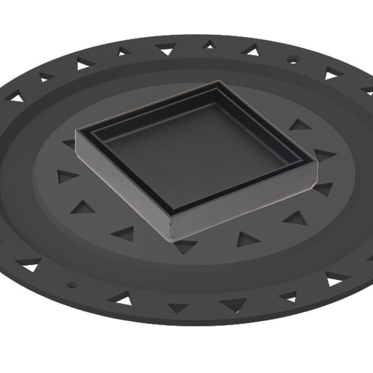 INFINITY DRAIN TDB 4-A BK TD 4 4” x 4” Tile Drain Strainer in Matte Black with ABS Bonded Flange Drain Body, 2", 3" and 4" Outlet