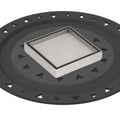 INFINITY DRAIN TDB 4-A PS TD 4 4” x 4” Tile Drain Strainer in Polished Stainless with ABS Bonded Flange Drain Body, 2", 3" and 4" Outlet