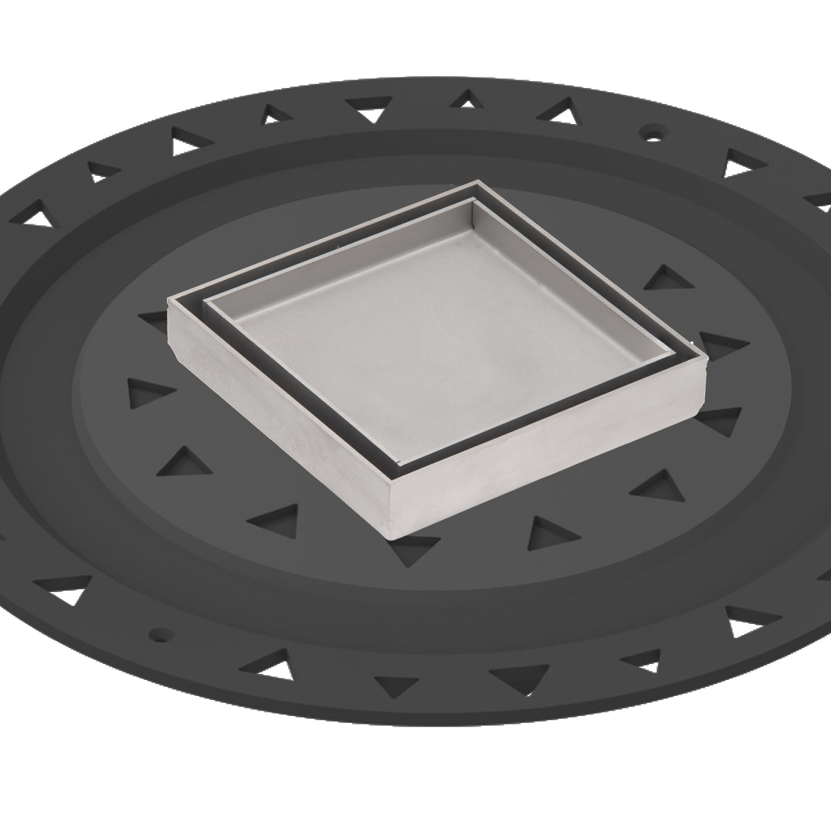 INFINITY DRAIN TDB 4-A SS TD 4 4” x 4” Tile Drain Strainer in Satin Stainless with ABS Bonded Flange Drain Body, 2", 3" and 4" Outlet