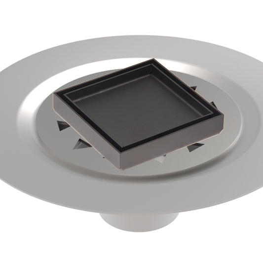 INFINITY DRAIN TDB 4-S ORB TD 4 4” x 4” Tile Drain Strainer in Oil Rubbed Bronze with Stainless Steel Bonded Flange Drain Body, 2" No Hub Outlet