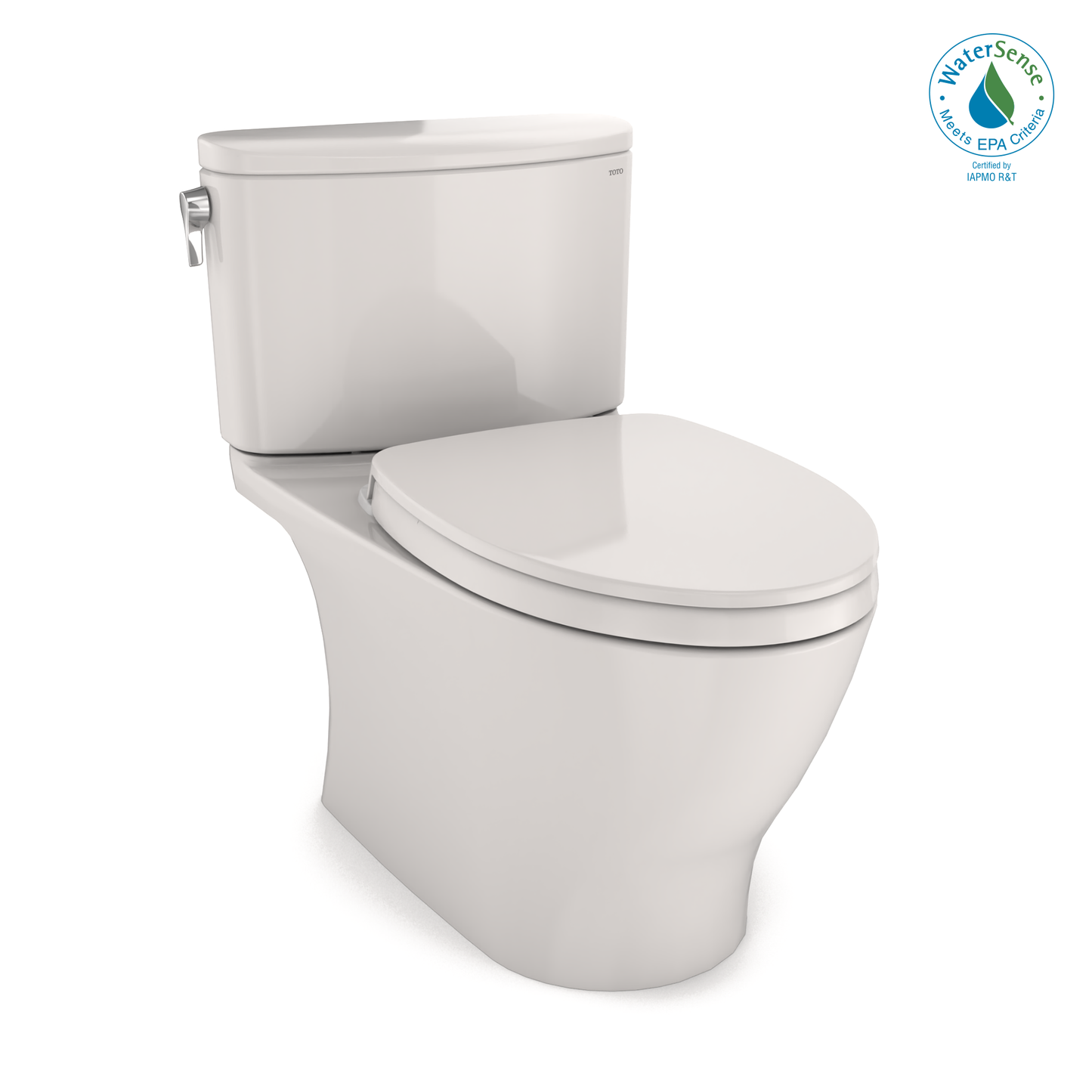 TOTO MS442124CEFG#11 Nexus Two-Piece Elongated 1.28 GPF Universal Height Toilet with CEFIONTECT and SS124 SoftClose Seat , Colonial White