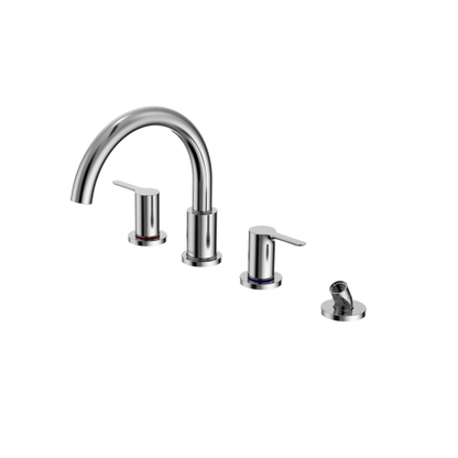 TOTO TBS01202U#CP Lb Two-Handle Deck-Mount Roman Tub Filler Trim With Handshower - Polished Chrome