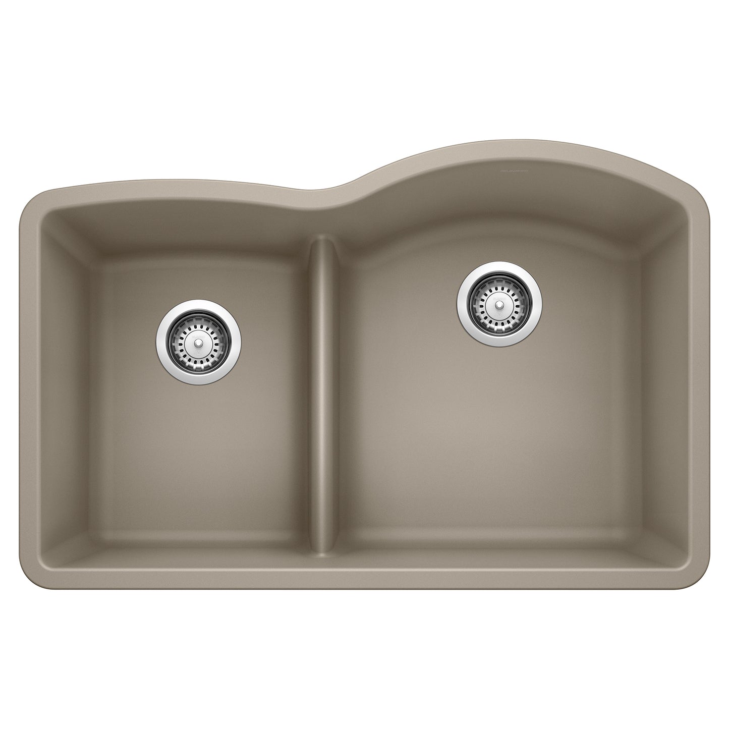 BLANCO 441608 Diamond Diamond SILGRANIT 32" 40/60 Reverse Double Bowl Undermount Kitchen Sink with Low Divide - Truffle in Truffle