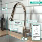 HANSGROHE 04286830 Talis S² Prep Kitchen Faucet, 2-Spray Pull-Down, 1.75 GPM - Polished Nickel