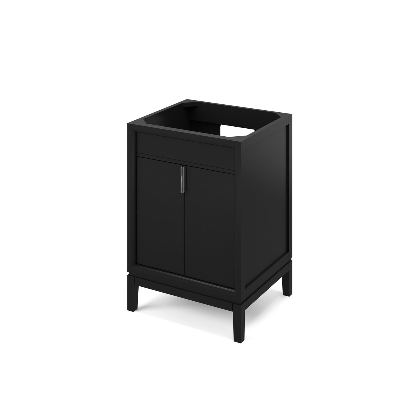 JEFFREY ALEXANDER VKITTHE24BKBOR 24" Black Theodora Vanity, Boulder Cultured Marble Vanity Top, undermount rectangle bowl - Black