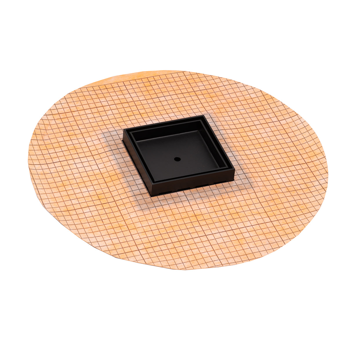 INFINITY DRAIN TFS 5 BK TDFS 5 5” x 5” Flanged Tile Drain Strainer with Factory Applied Schluter® Kerdi Membrane for 3/4" tile with 2” Throat in Matte Black