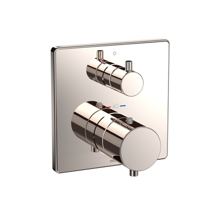 TOTO TBV02403U#PN Square Thermostatic Mixing Valve With Volume Control Shower Trim - Polished Nickel