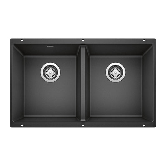 BLANCO 516322 Precis Precis SILGRANIT 29" 50/50 Double Bowl Undermount Kitchen Sink - Anthracite in Anthracite