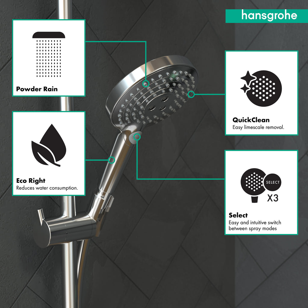 HANSGROHE 26036001 Raindance Select S Handshower 120 3-Jet PowderRain, 1.75 GPM - Chrome