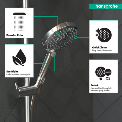 HANSGROHE 26036001 Raindance Select S Handshower 120 3-Jet PowderRain, 1.75 GPM - Chrome