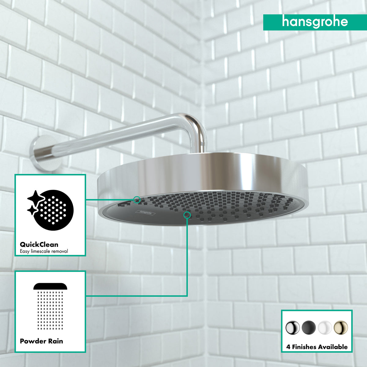 HANSGROHE 26228001 Rainfinity Showerhead 250 1-Jet, 2.5 GPM - Chrome