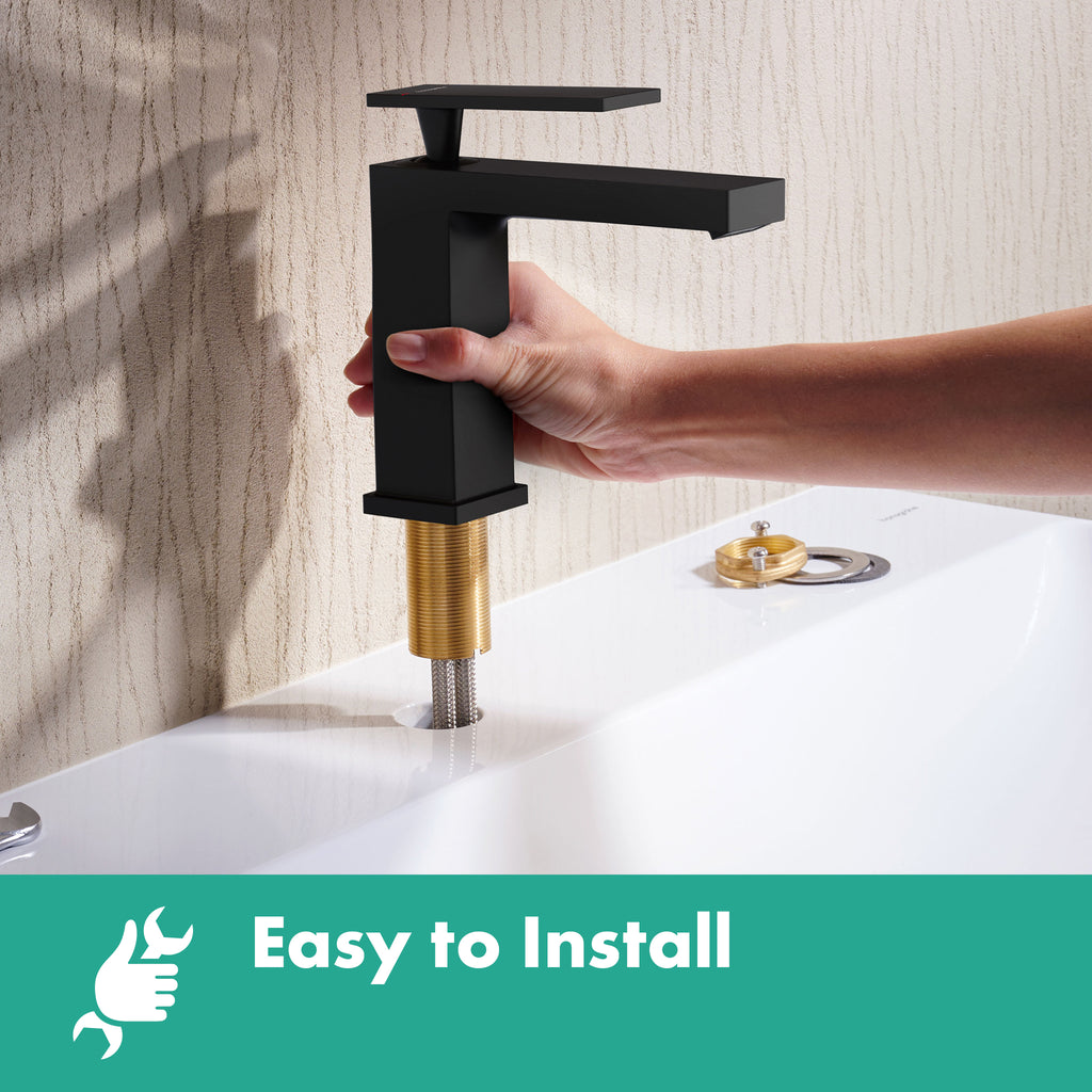 HANSGROHE 73002671 Tecturis E Single-Hole Faucet 80 with Pop-Up Drain, 1.2 GPM - Matte Black
