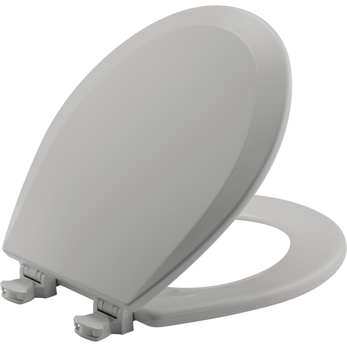 Bemis Round Enameled Wood Toilet Seat in Silver with Easy•Clean Hinge