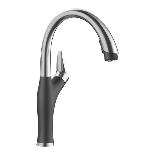 BLANCO 442031 Artona Artona Pull-Down Dual-Spray Kitchen Faucet - PVD Steel/Anthracite in Pvd Steel/Anthracite