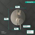 HANSGROHE 04231820 Ecostat Thermostatic Trim S with Volume Control and Diverter - Brushed Nickel