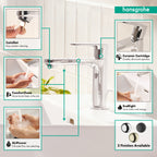 HANSGROHE 72517001 Rebris S Single-Hole Faucet 110 with Pop-Up Drain, 1.2 GPM - Chrome
