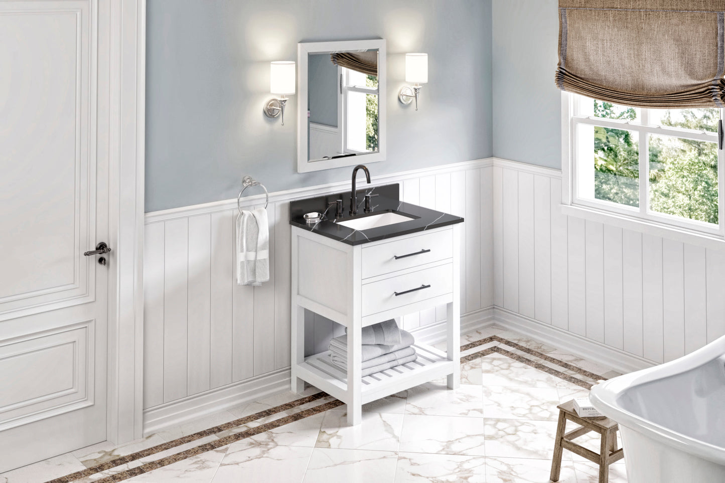 JEFFREY ALEXANDER VN2WAV-30-WH-NT 30" White Wavecrest Vanity - White