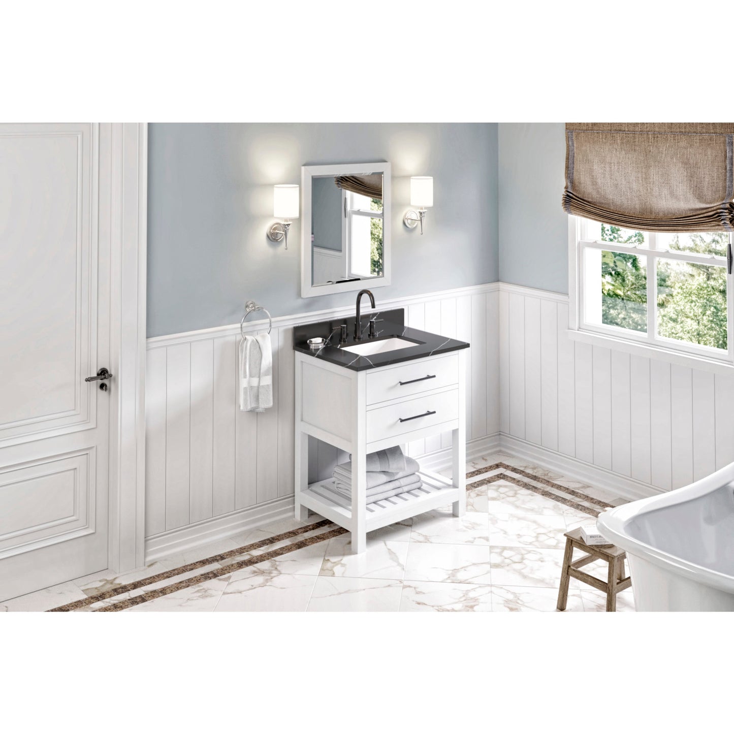 JEFFREY ALEXANDER VN2WAV-30-WH-NT 30" White Wavecrest Vanity - White