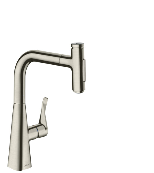 HANSGROHE 73817801 Metris Select Prep Kitchen Faucet, 2-Spray Pull-Out with sBox, 1.75 GPM in Steel Optic