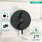 HANSGROHE 15758671 Ecostat S Thermostatic Trim with Volume Control and Diverter - Matte Black