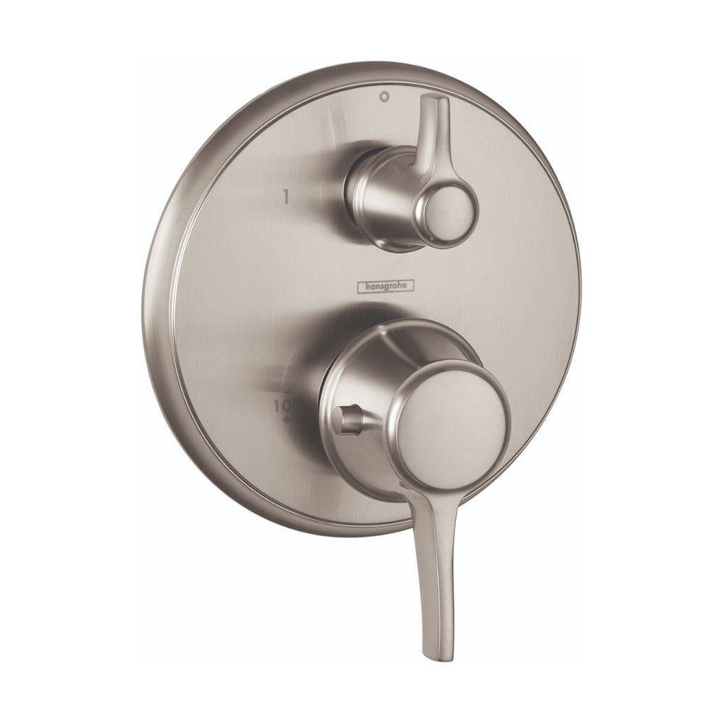 HANSGROHE 15753821 Ecostat Classic Thermostatic Trim with Volume Control and Diverter, Round - Brushed Nickel