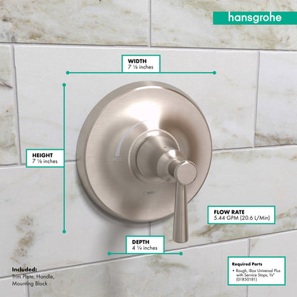 HANSGROHE 04779820 Brushed Nickel Joleena Transitional Pressure Balance Trim