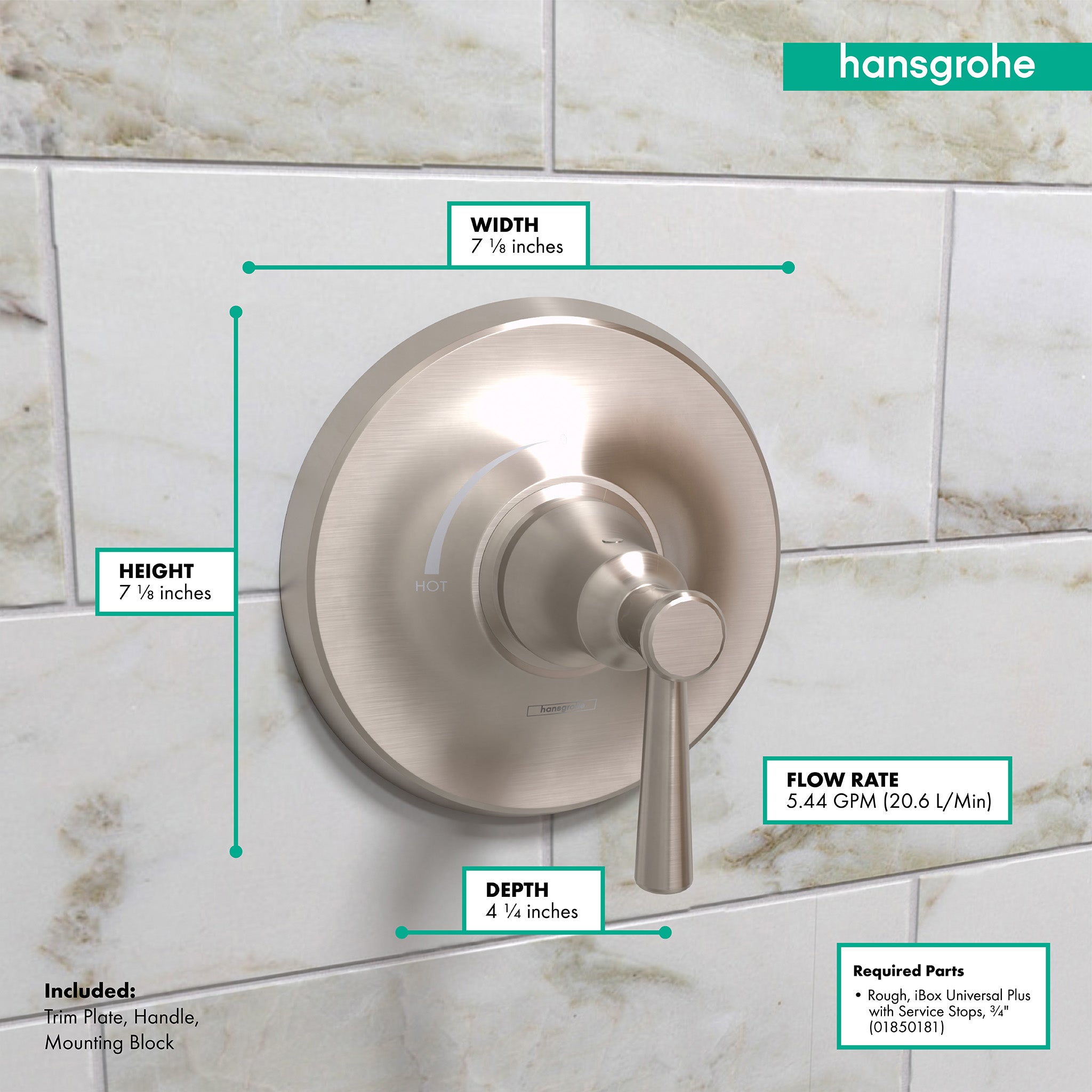 HANSGROHE 04779820 Joleena Pressure Balance Trim - Brushed Nickel
