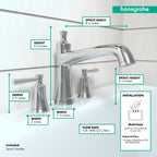 HANSGROHE 04776000 Joleena 3-Hole Roman Tub Set Trim - Chrome