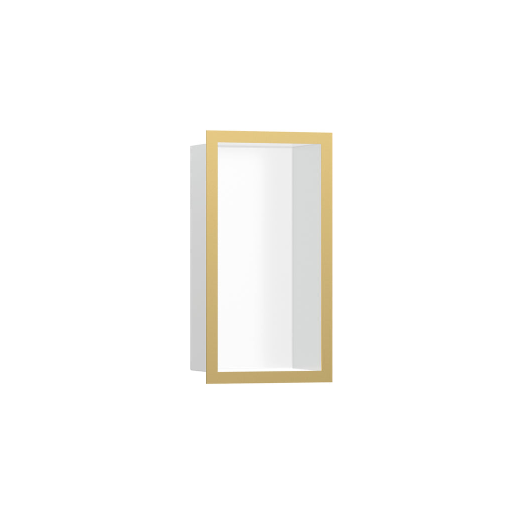 HANSGROHE 56096990 XtraStoris Individual Wall Niche Matte White with Design Frame 12"x 6"x 4" - Polished Gold Optic