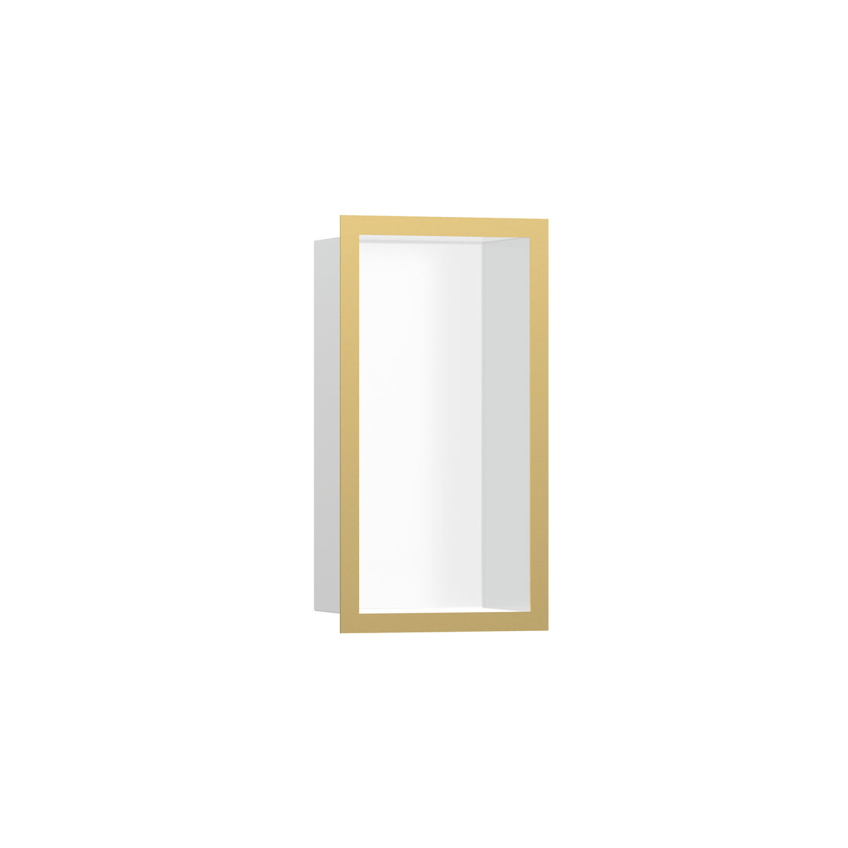HANSGROHE 56096990 XtraStoris Individual Wall Niche Matte White with Design Frame 12"x 6"x 4" - Polished Gold Optic