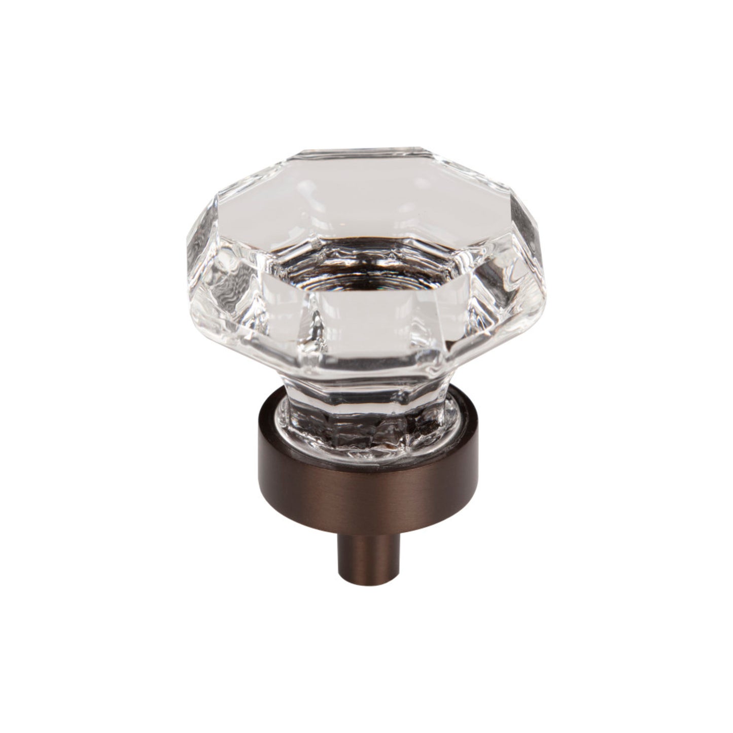 TOP KNOBS TK128ORB Clear Octagon Crystal 1 3/8" Diameter Round Knob - Oil Rubbed Bronze