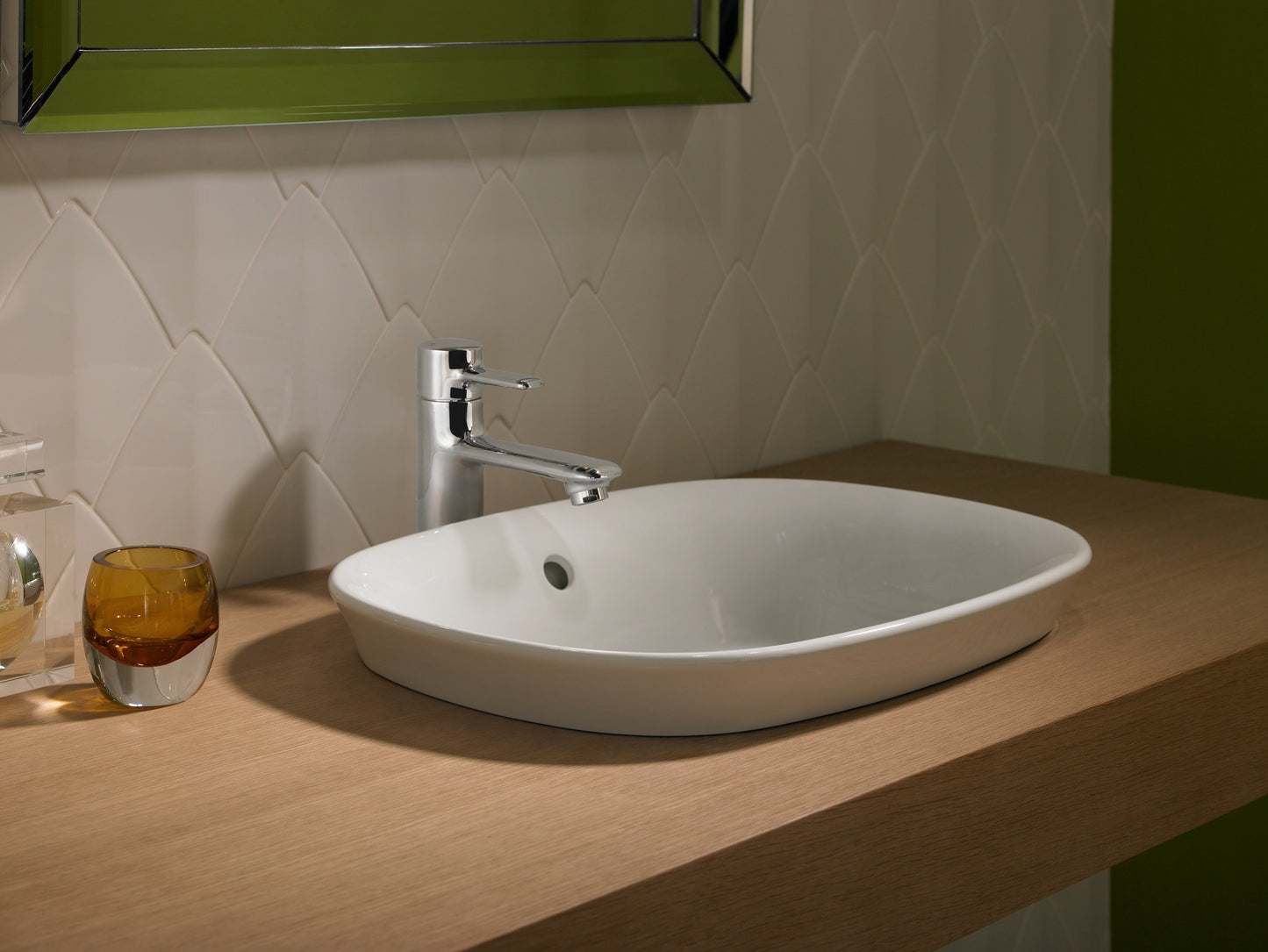 TOTO LT480G#12 Maris Oval Semi-Recessed Vessel Bathroom Sink With Cefiontect - Sedona Beige