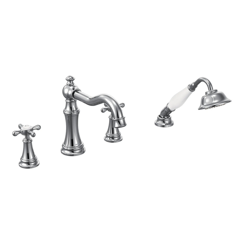 MOEN TS21102 Weymouth  Two-Handle Roman Tub Faucet Includes Hand Shower In Chrome