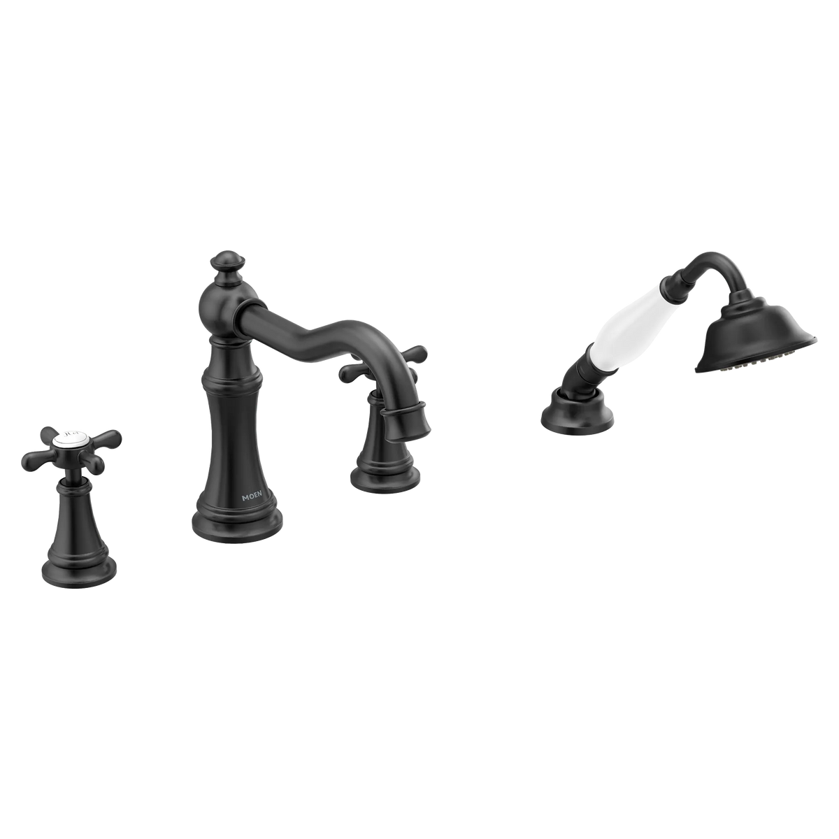 MOEN TS21102BL Weymouth Two-Handle Diverter Roman Tub Faucet Including Handheld Shower - Matte Black