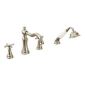 MOEN TS21102NL Weymouth  Two-Handle Roman Tub Faucet Includes Hand Shower In Polished Nickel