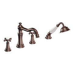 MOEN TS21102ORB Oil rubbed bronze two-handle roman tub faucet includes hand shower