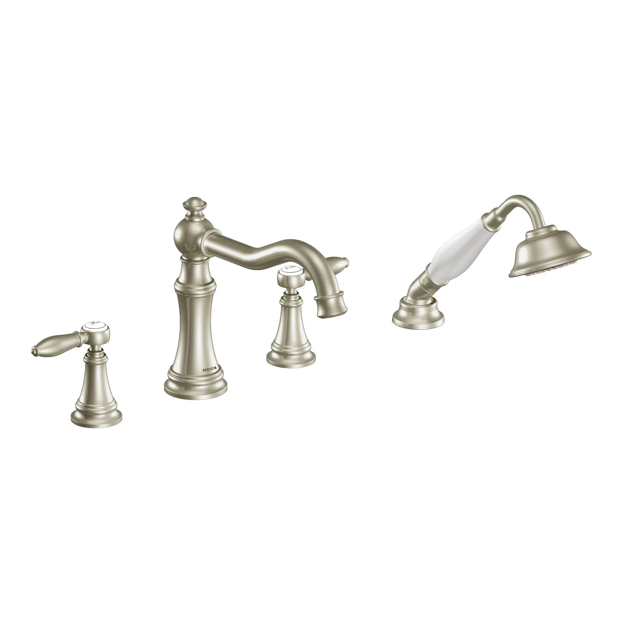 MOEN TS21104BN Weymouth Two-Handle Diverter Roman Tub Faucet Including Handheld Shower - Brushed Nickel
