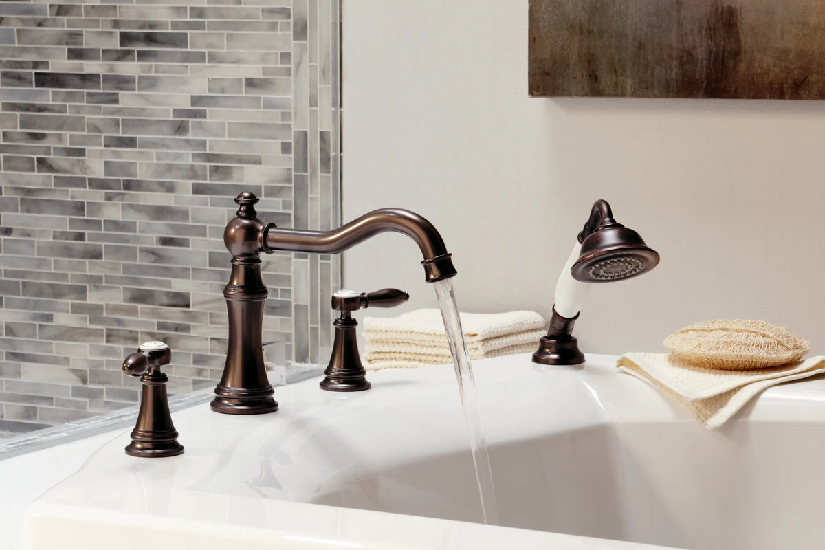 MOEN TS21104 Weymouth Two-Handle Diverter Roman Tub Faucet Including Handheld Shower - Chrome